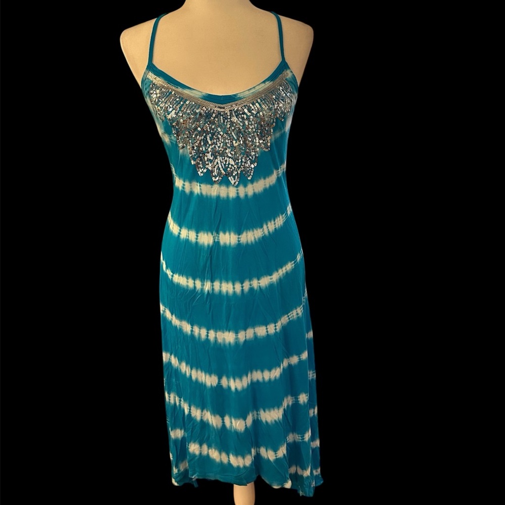 INC International Concepts Blue and White Maxi Dress - Picture 5 of 6